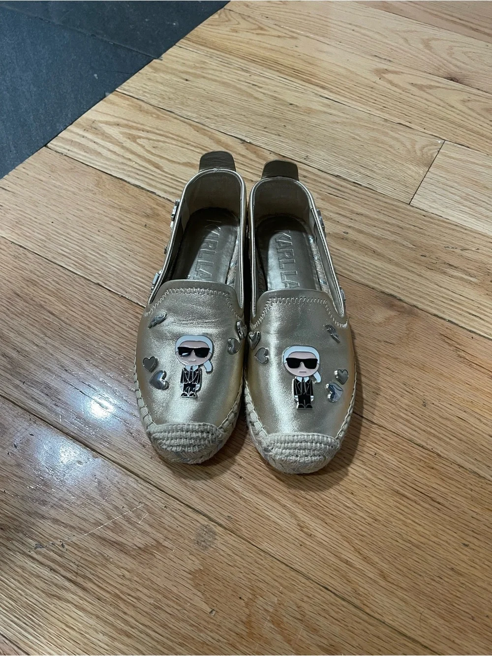 Kids Metallic Gold Slip-On Espadrille Shoes